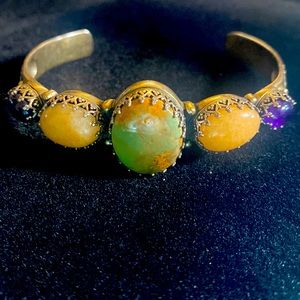 Relies Carolyn Pollack Sterling turquoise and amethyst cuff